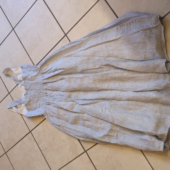 NWOT Quince Dress European Linen Fit Flare Midi Waterfall Stripe Blue XS - Picture 3 of 13